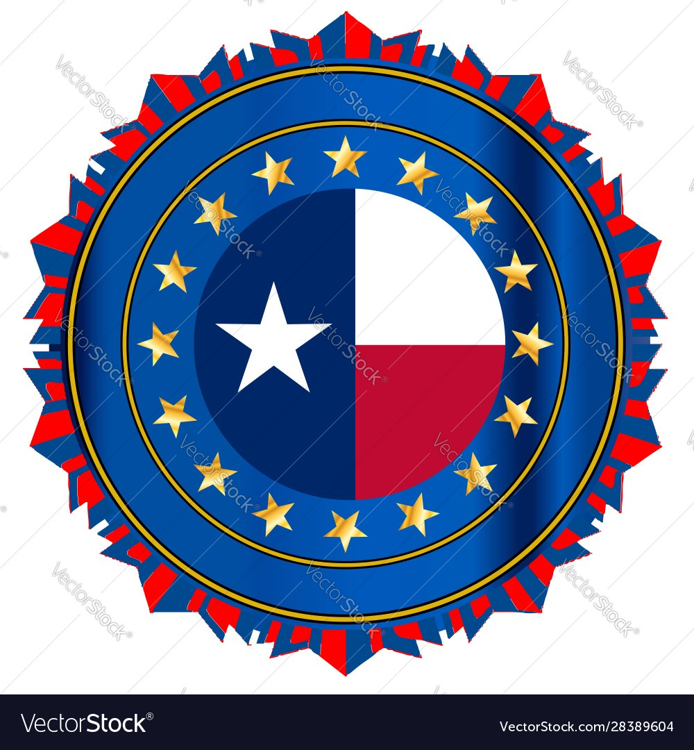 Texas state flag as a badge over white