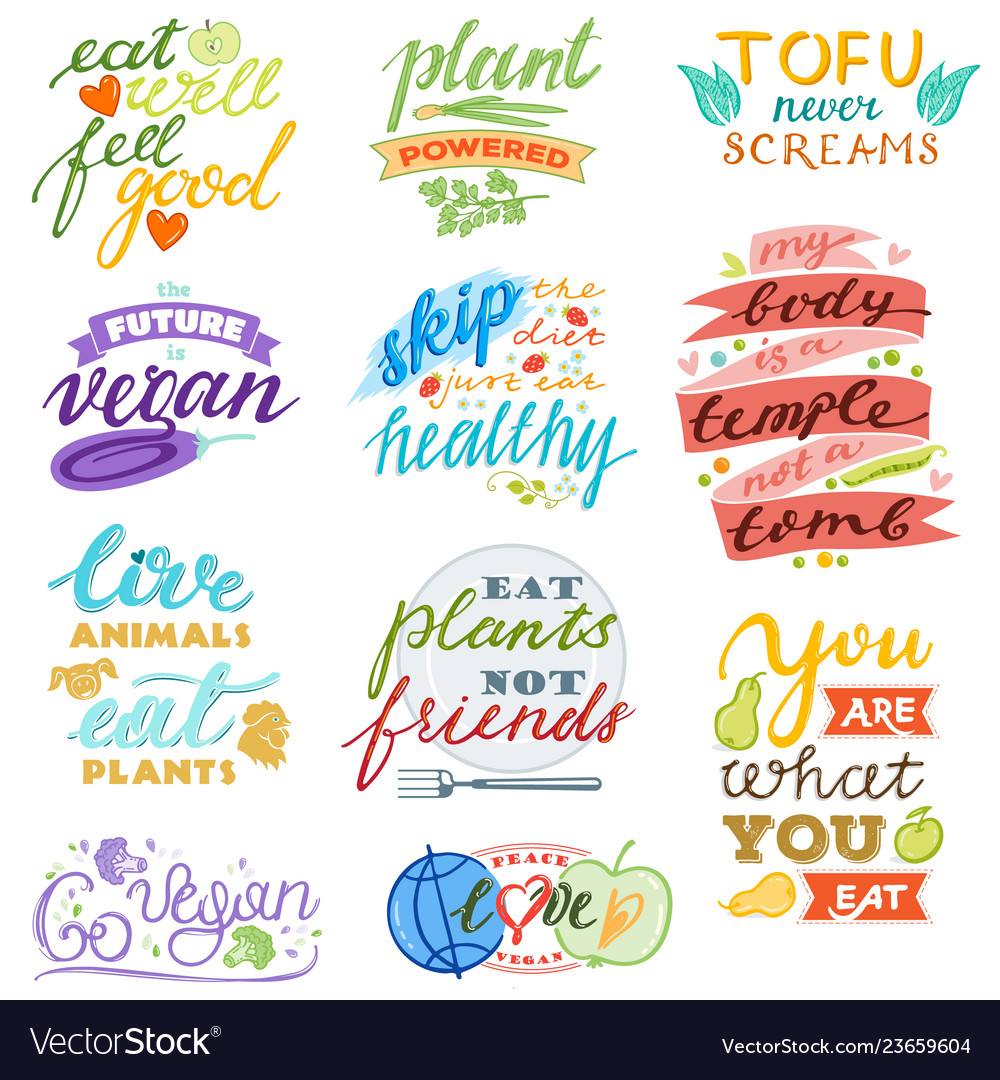 Vegan Food Lettering Set - Fresh & Healthy