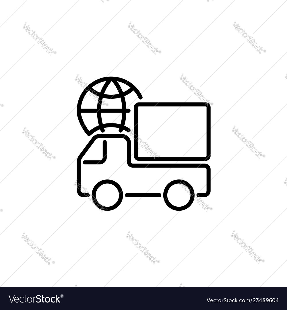 Web line icon world shipping black on white Vector Image