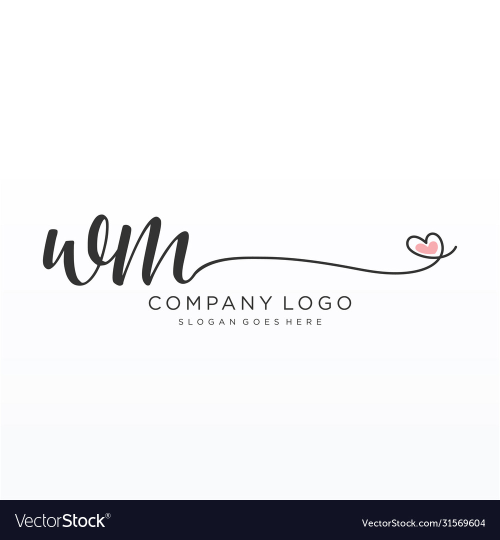 Wm initial handwriting logo design