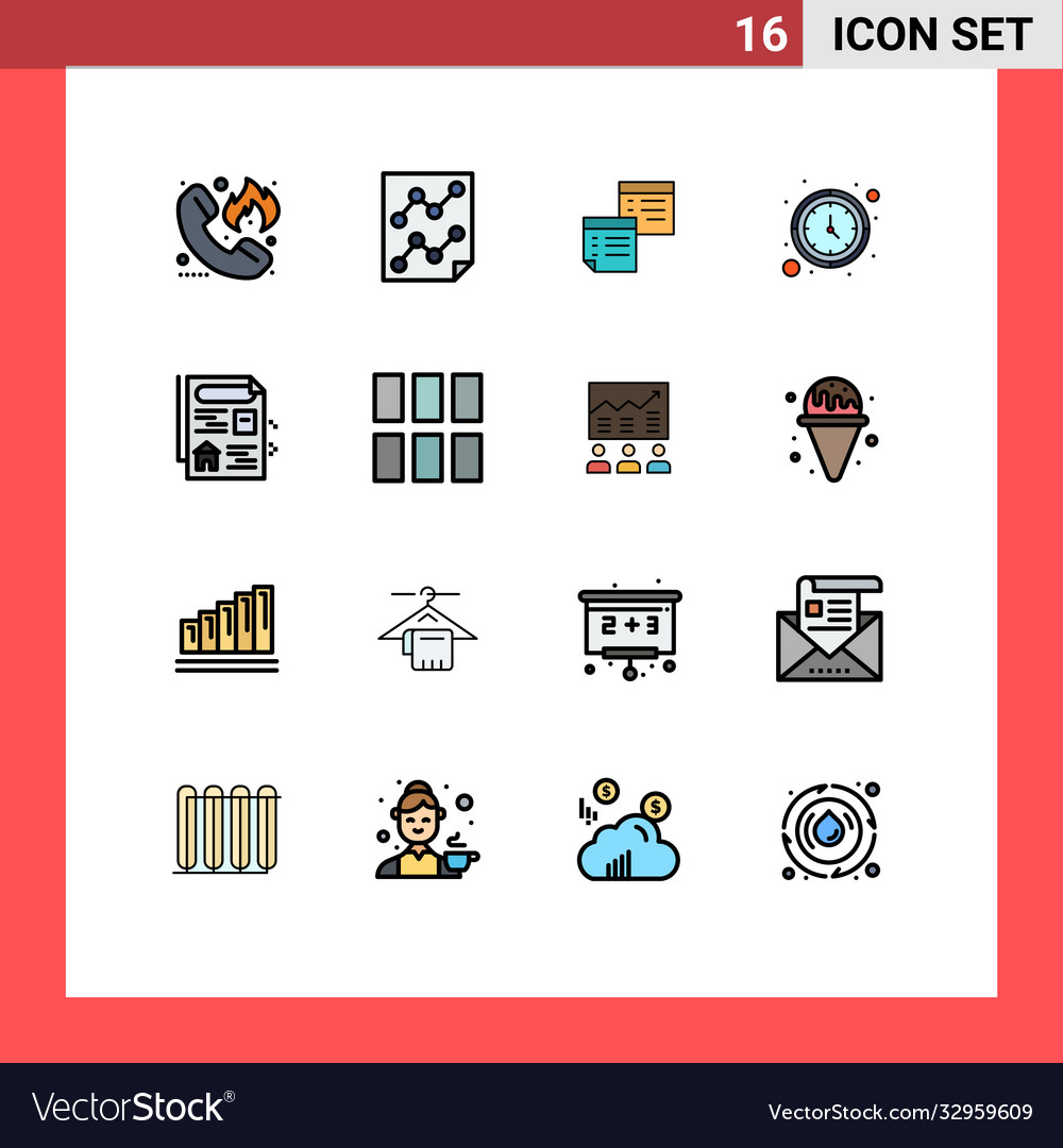 16 user interface flat color filled line pack