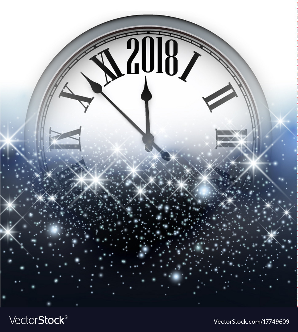2018 new year background with clock