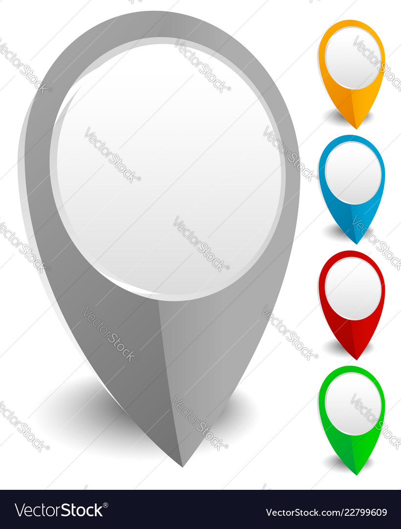 3d map marker pin set in multiply colors vector image 3d map marker pin set in multiply colors