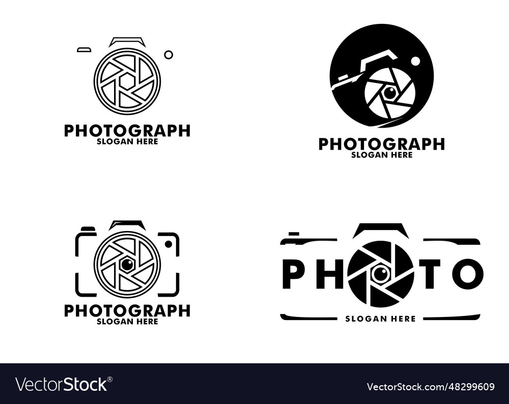 Camera photography logo icon template set Vector Image