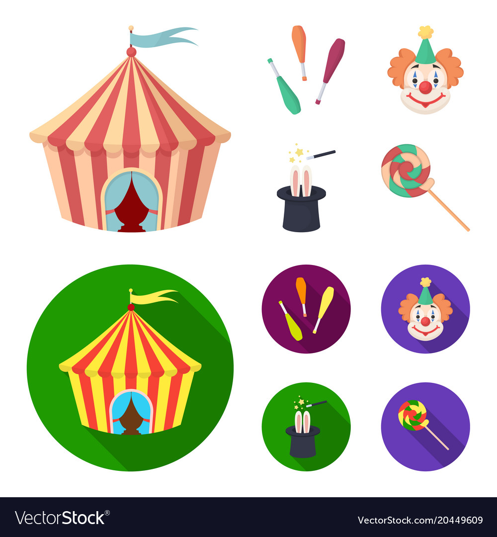 Circus tent juggler maces clown magician hat