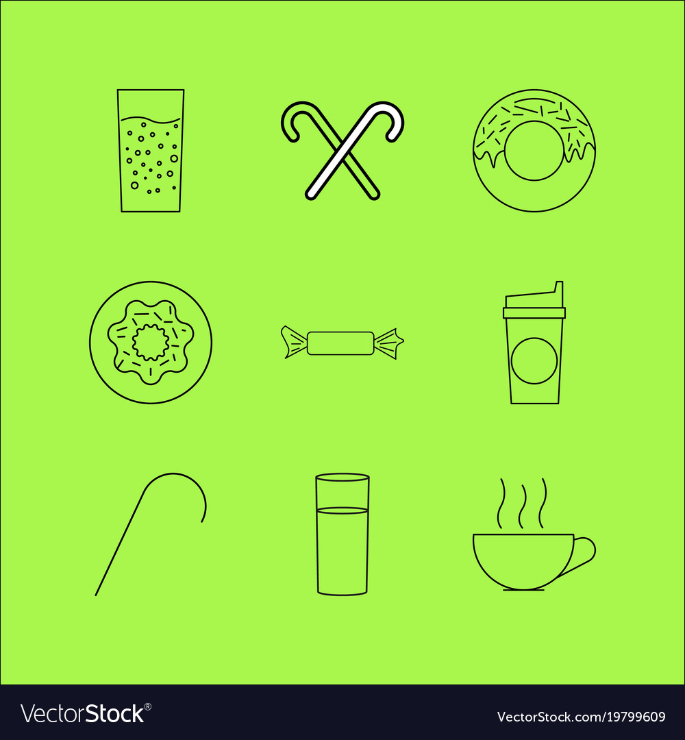Food and drink linear icon set simple outline
