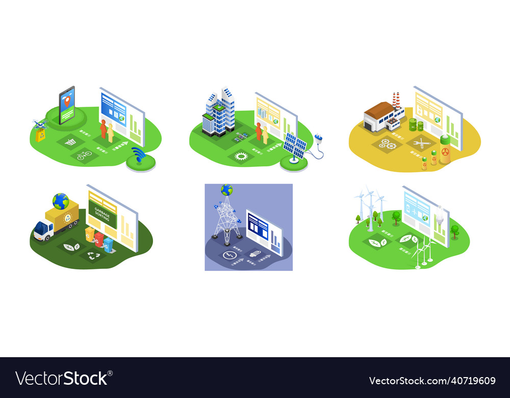 Generating electricity using green technologies vector image Generating electricity using green technologies