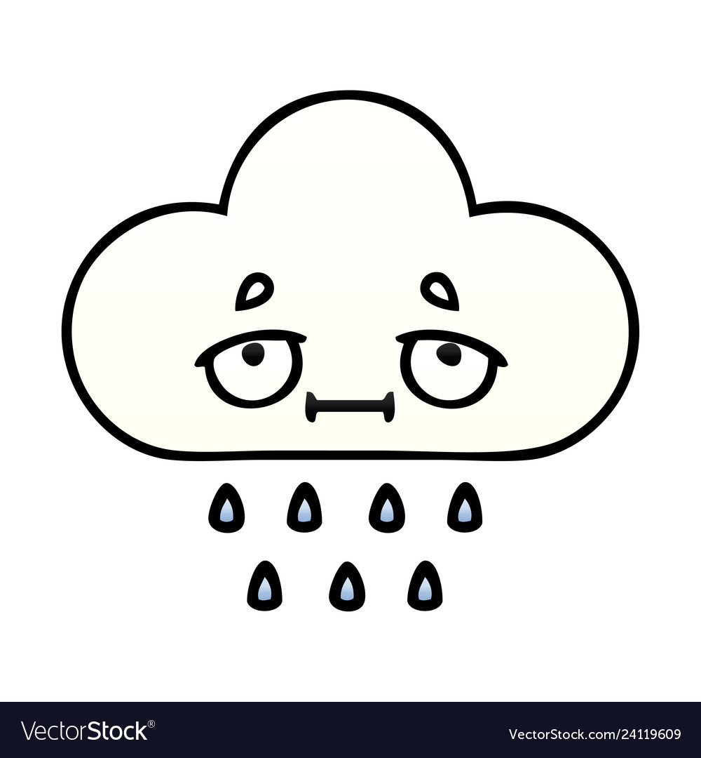 Gradient Shaded Cartoon Rain Cloud Royalty Free Vector Image