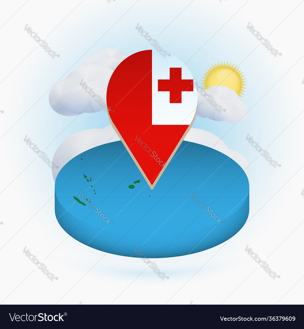 Isometric round map tonga and point marker