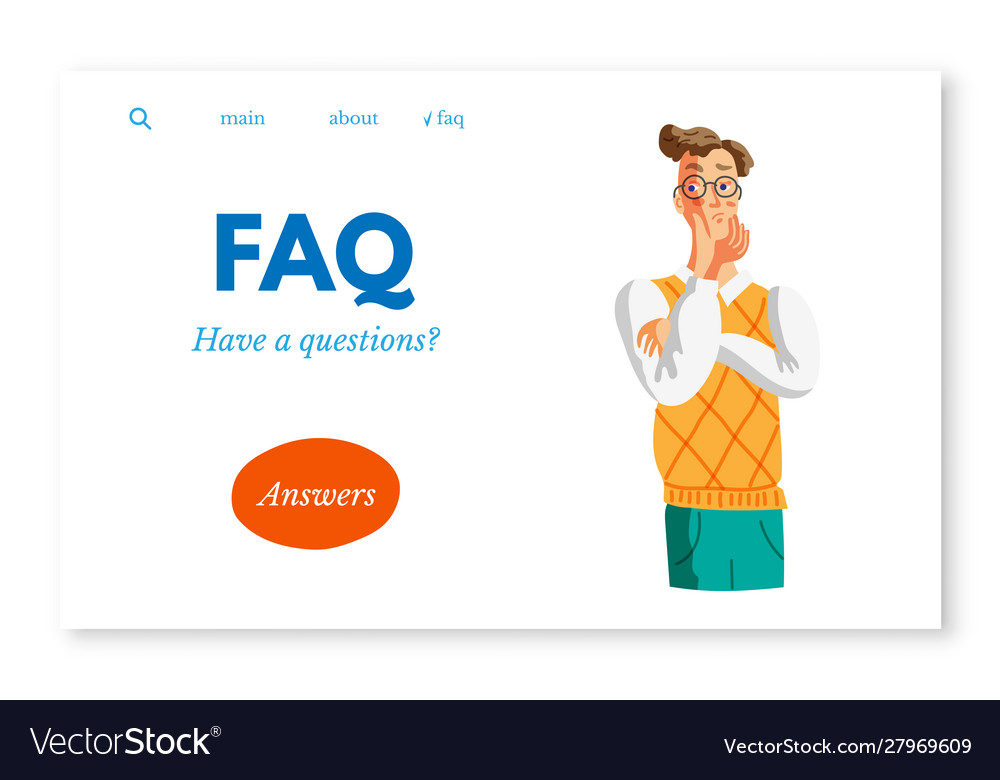 Landing page for frequently asked question service vector image Landing page for frequently asked question service