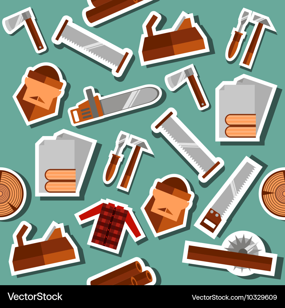 Lumberjack flat collage set Royalty Free Vector Image