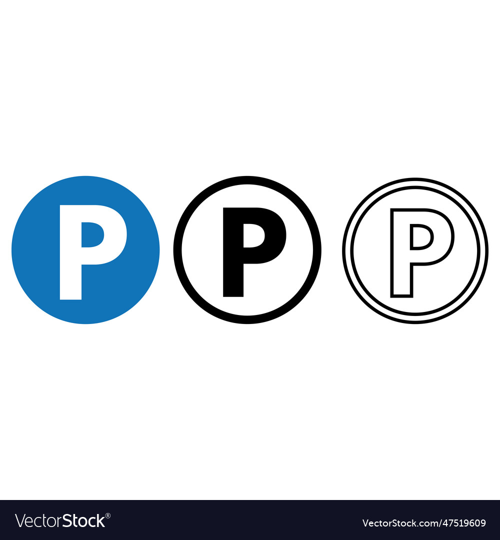 Parking icon set in 3 styles car vector image Parking icon set in 3 styles car