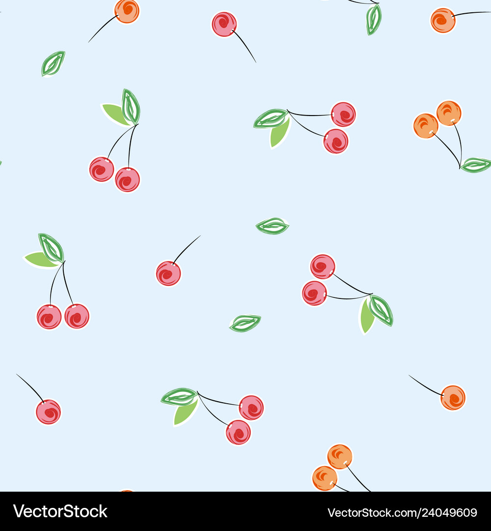 Red cherries seamless pattern Royalty Free Vector Image