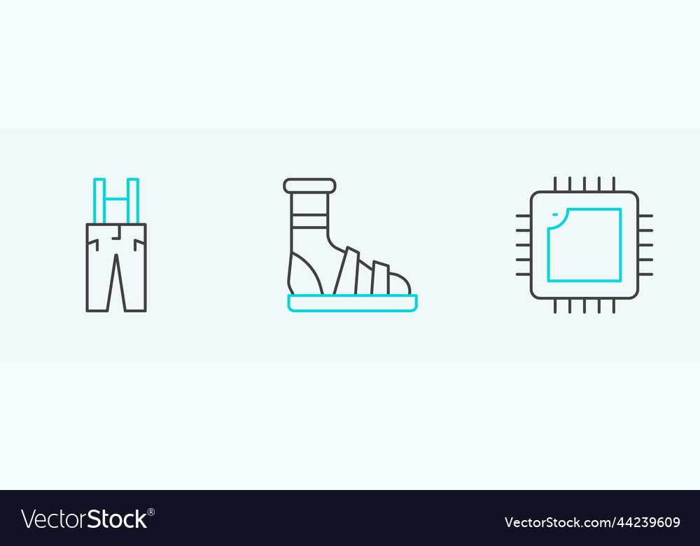 Set line processor with cpu pants suspenders vector image Set line processor with cpu pants suspenders