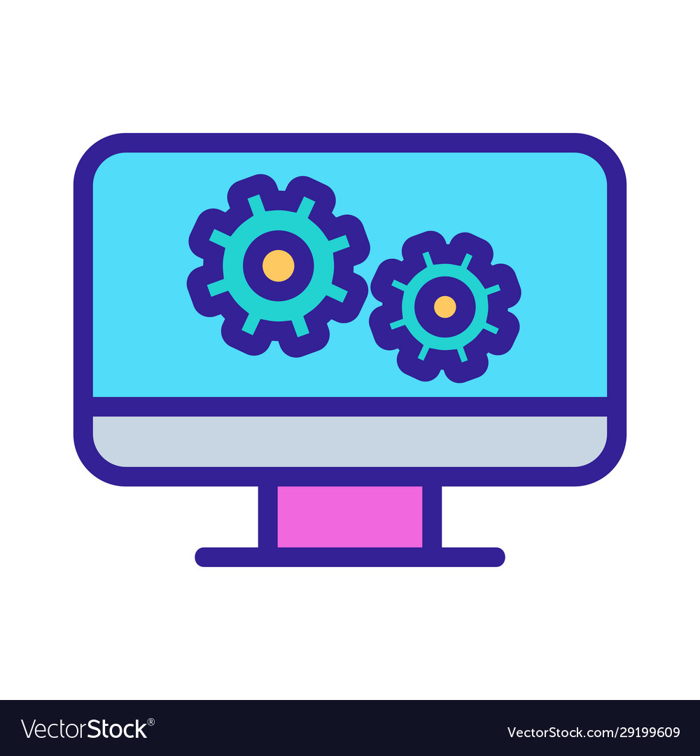 Settings computer icon isolated contour