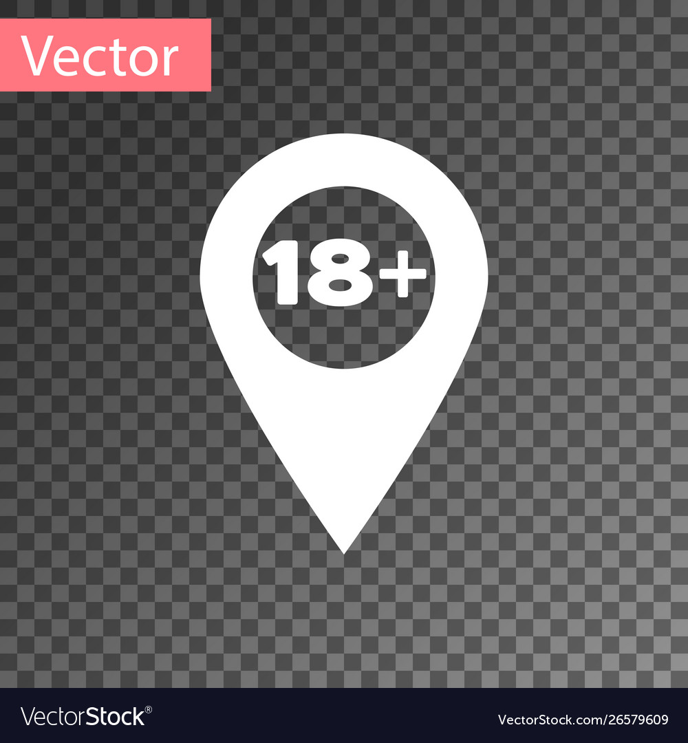 Weißer Kartenzeiger mit 18 plus Ikone isoliert vector image Weißer Kartenzeiger mit 18 plus Ikone isoliert