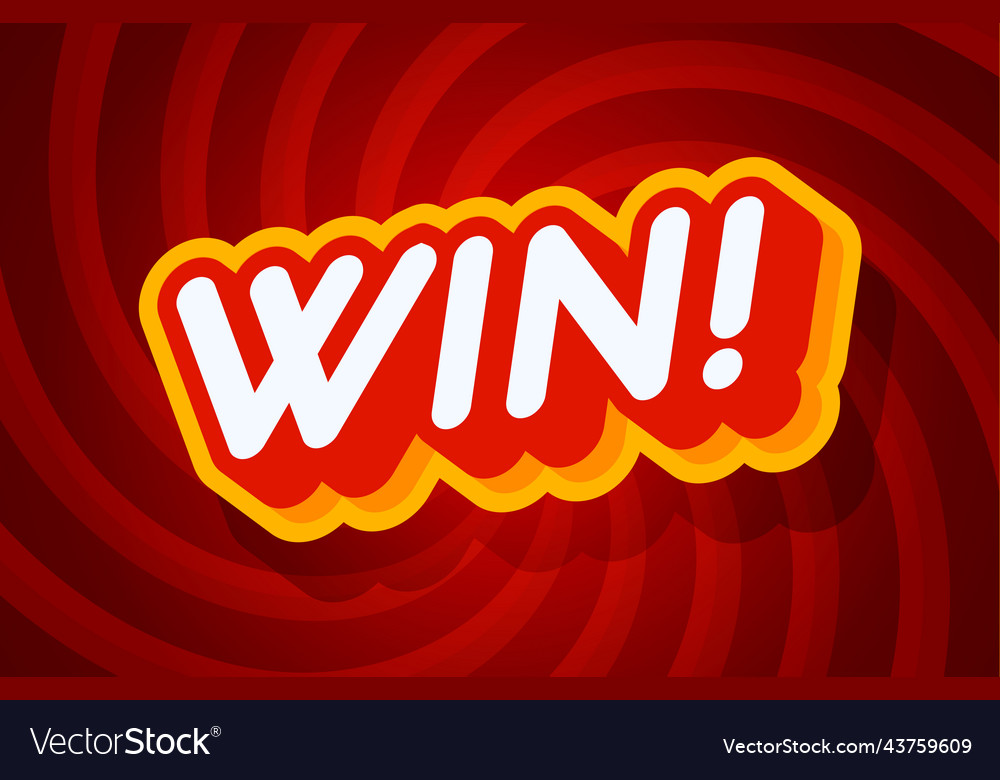 Win red and yellow text effect template with 3d vector image Win red and yellow text effect template with 3d