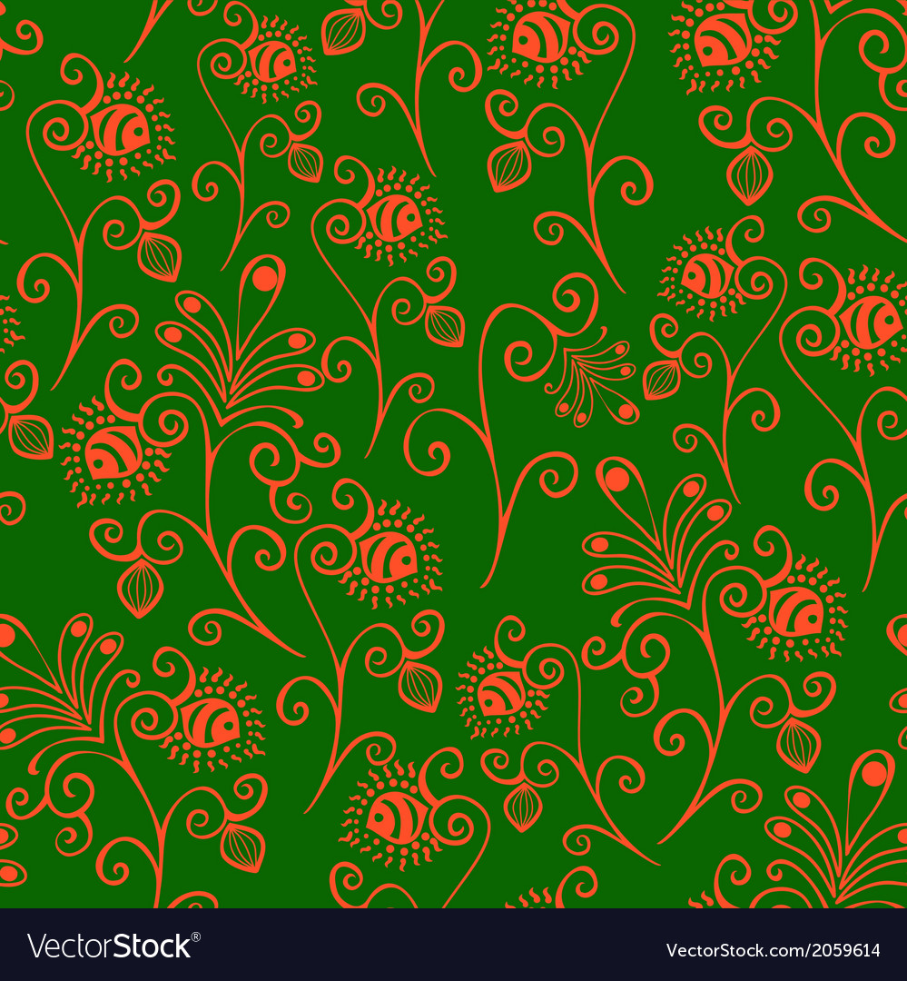 Colorful floral seamless pattern in cartoon style