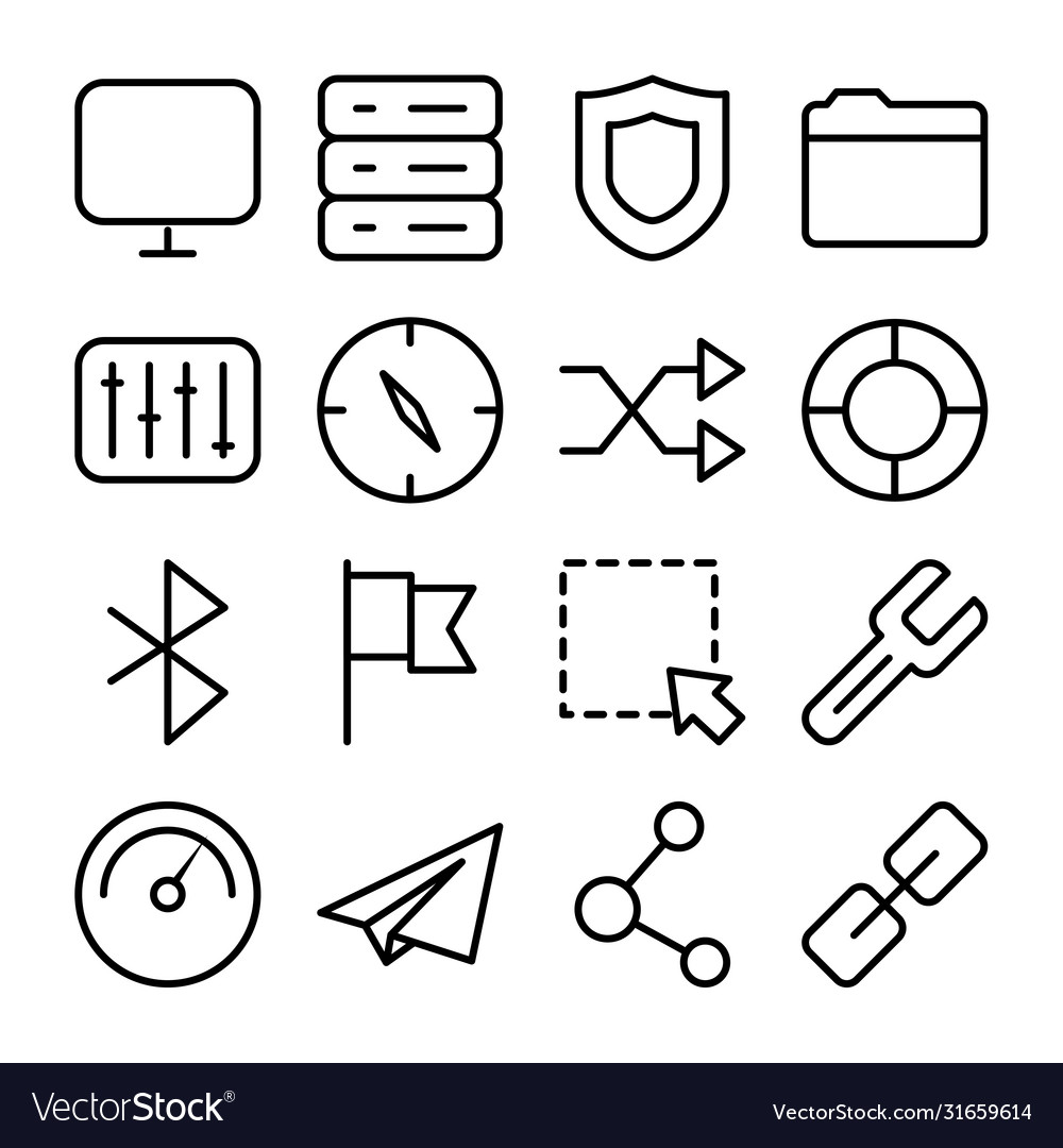 Compass and ui or ux icon set line style