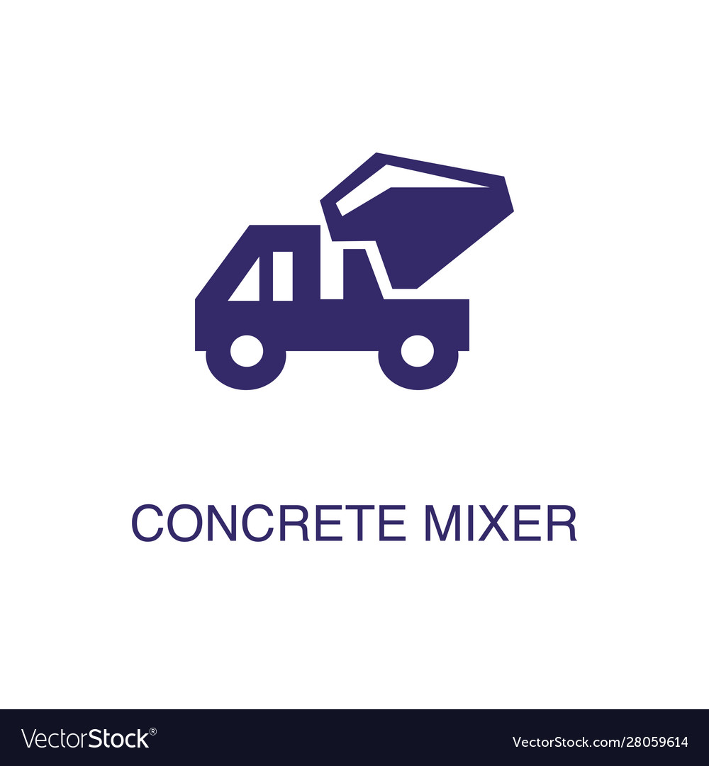 Concrete mixer element in flat simple style