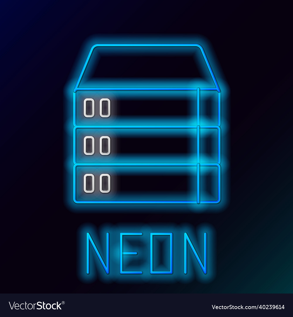 Glowing neon line server data web hosting icon vector image Glowing neon line server data web hosting icon