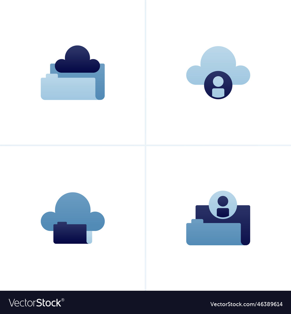 Icon of clouds stored or archived in folders