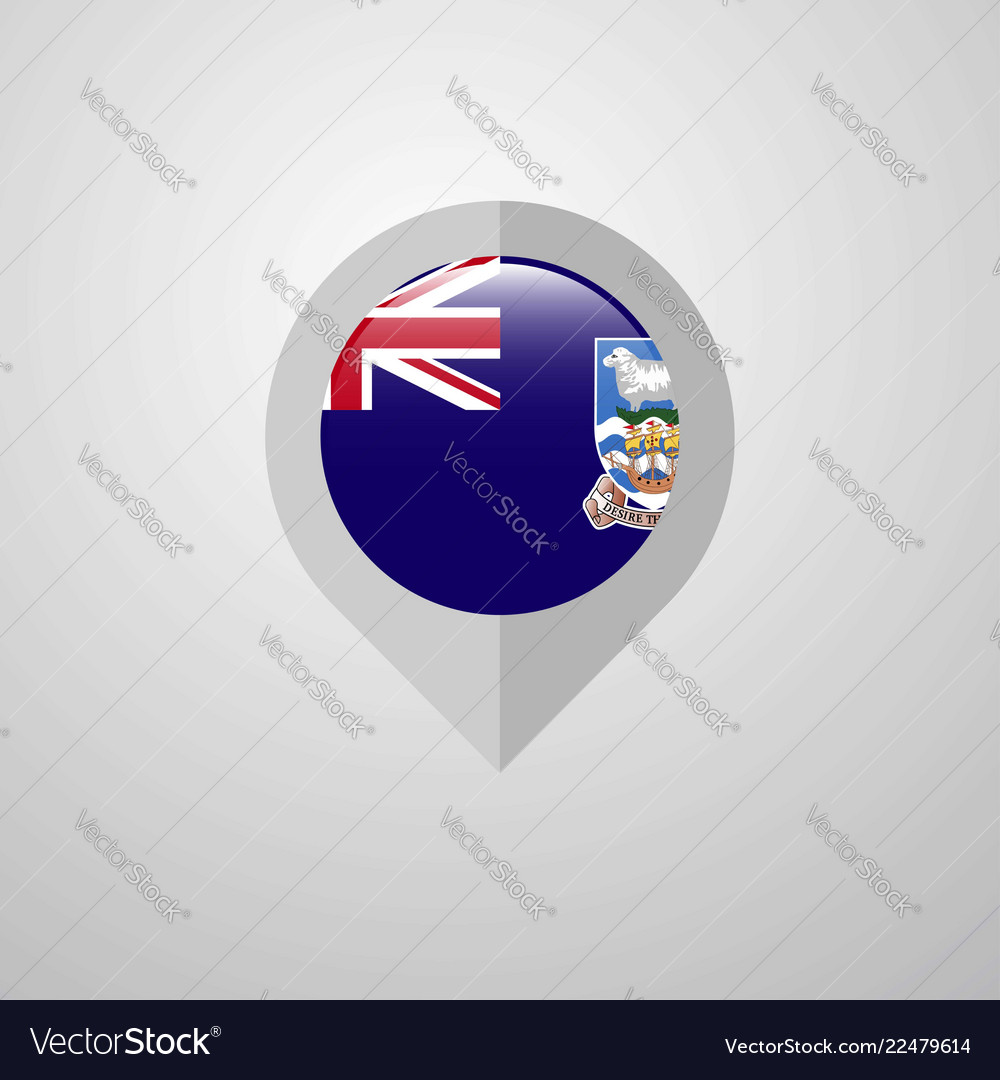Map navigation pointer with falkland islands flag