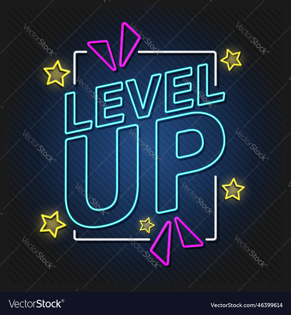 Neon Level Up Icon - Retro Gaming