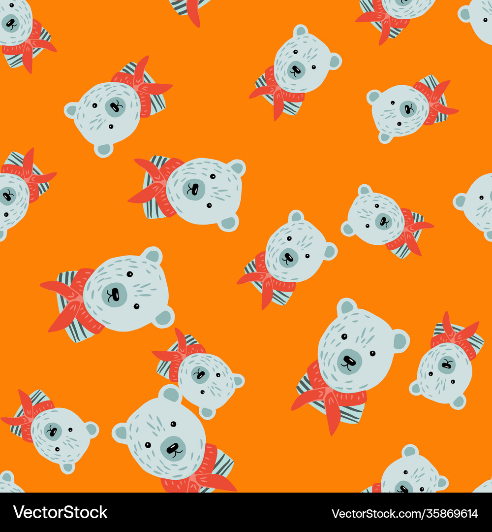 Random seamless pattern with doodle sailor bear Vector Image
