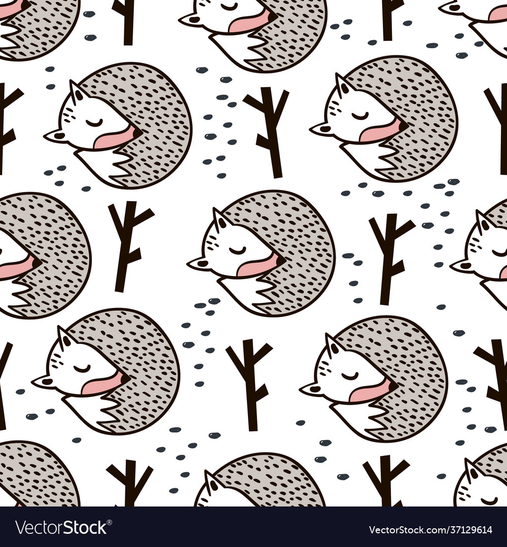 Seamless forest pattern with foxbranch vector image Seamless forest pattern with foxbranch
