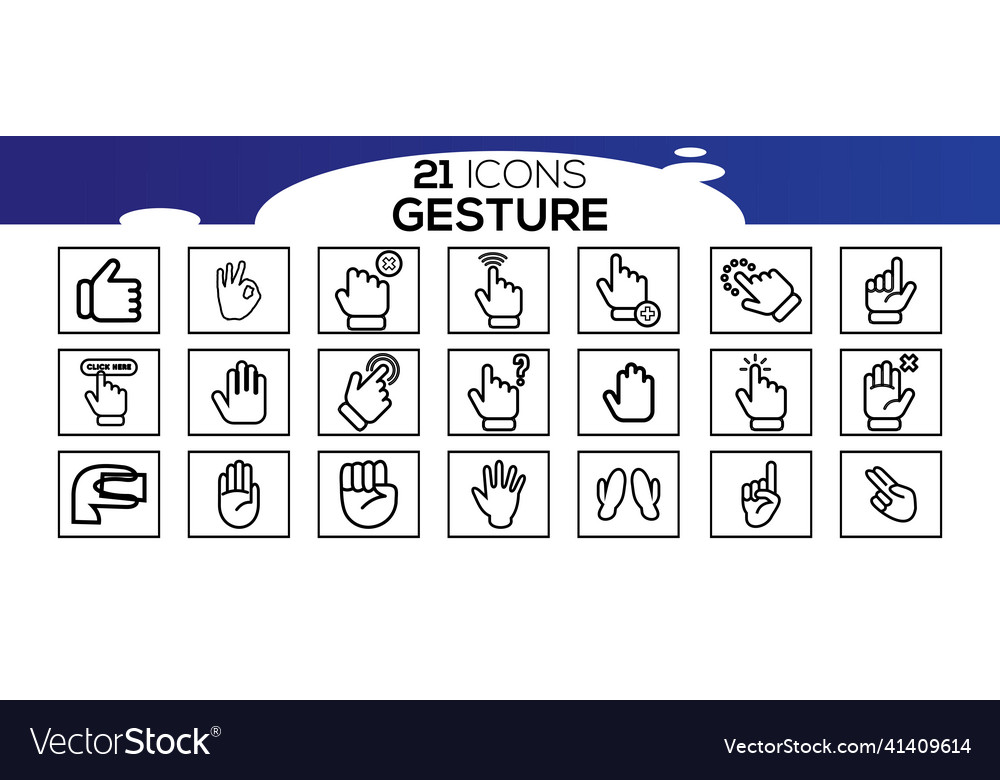 Touch screen gestures icons in thin line style
