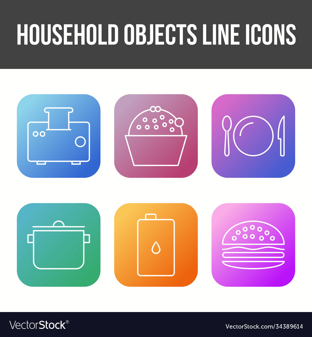 Unique household objects icon set