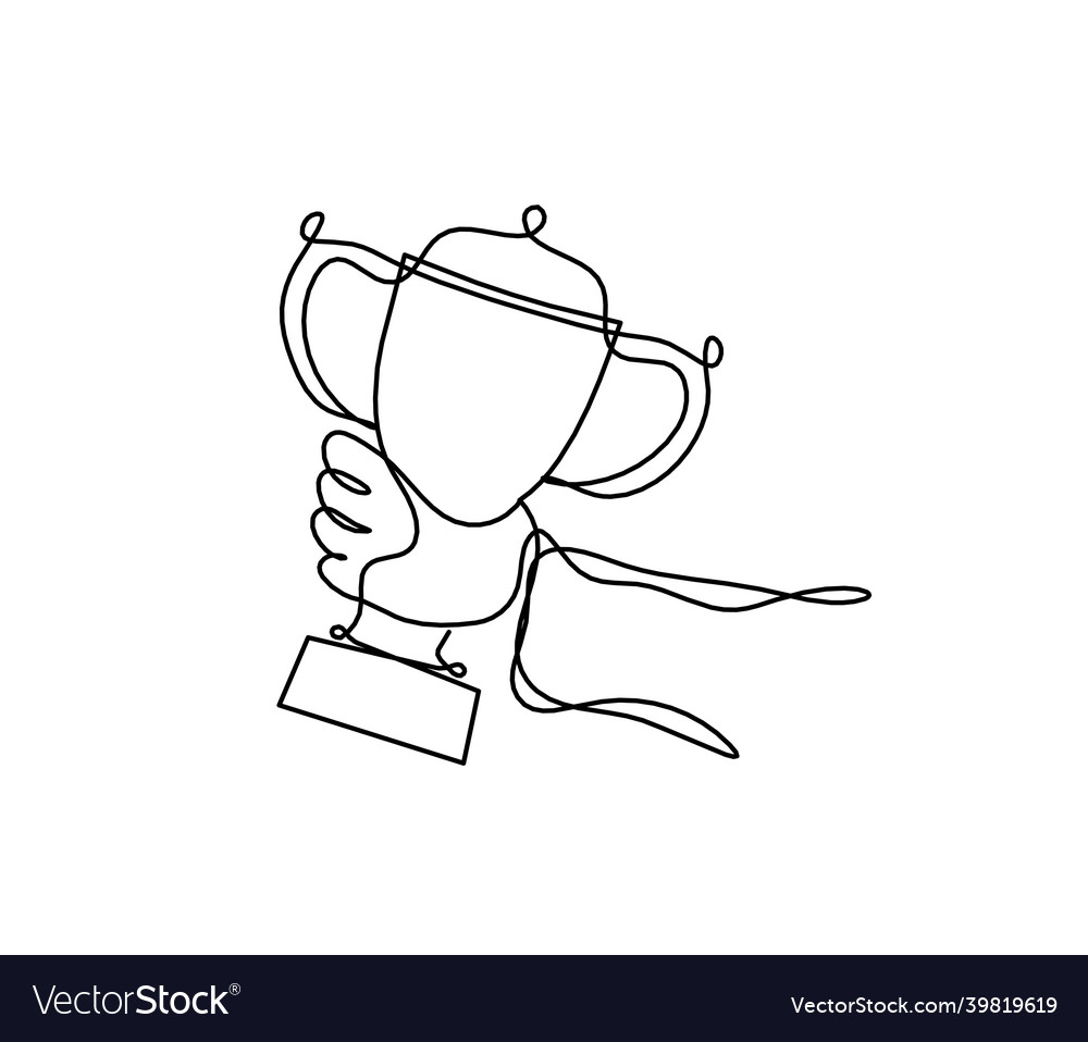 Abstract cup with hand as continuous lines vector image Abstract cup with hand as continuous lines