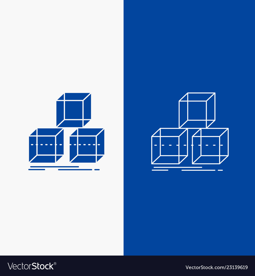Arrange design stack 3d box line and glyph web vector image Arrange design stack 3d box line and glyph web