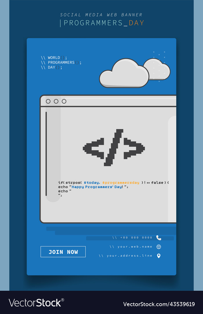 Banner template with developer icon in pixel Vector Image Banner template with developer icon in pixel