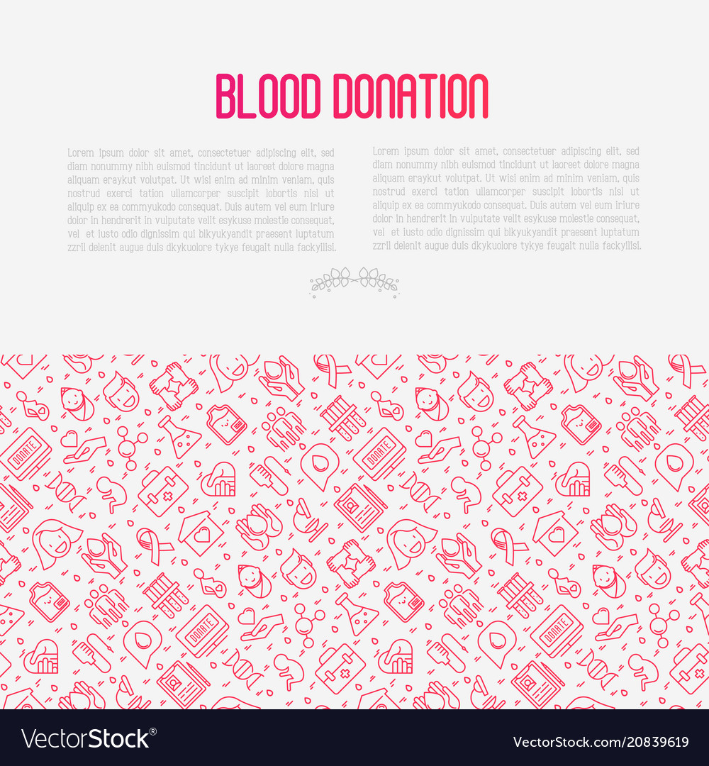 Blood donation concept with thin line icons