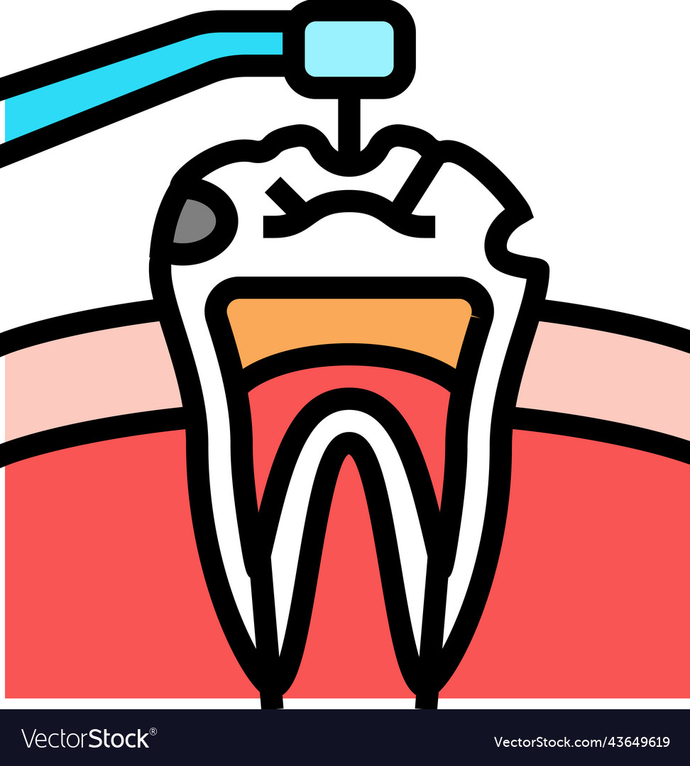 Caries treatment color icon Royalty Free Vector Image