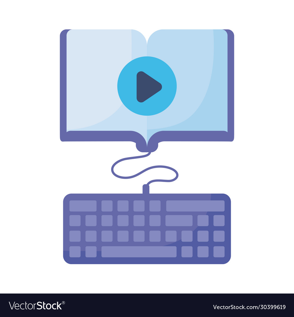 Computer keyboard with book on white background