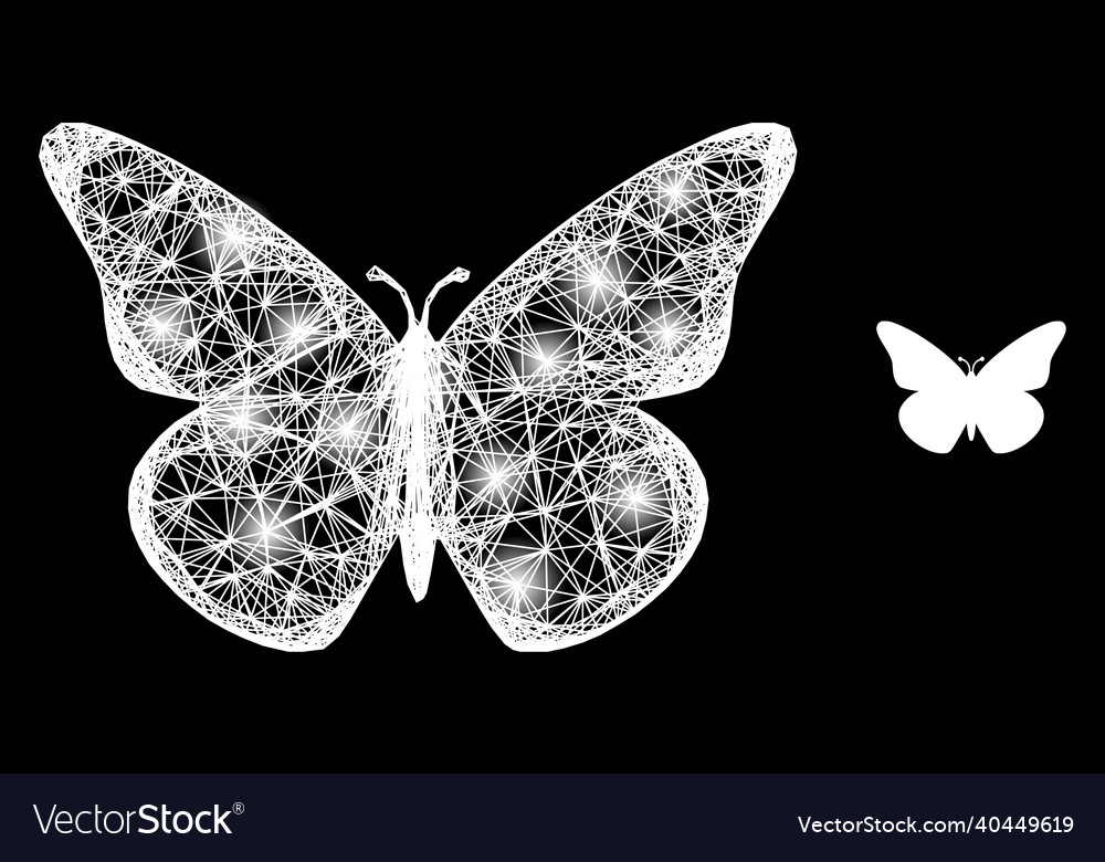 Glowing net mesh butterfly with lightspots Vector Image Glowing net mesh butterfly with lightspots