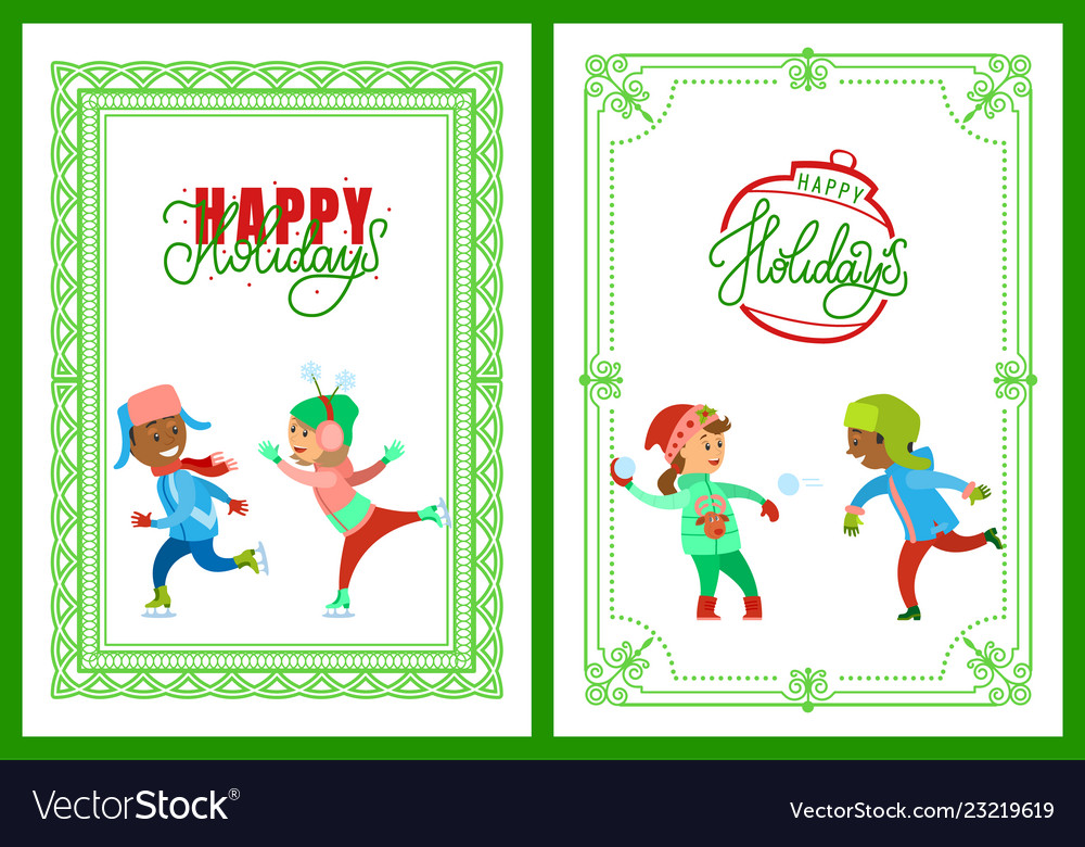 Happy holidays christmas vacations of children