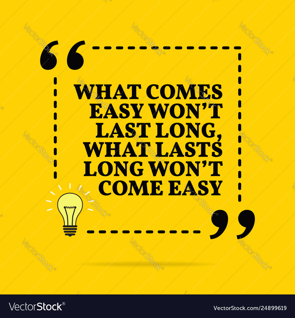 Inspirational motivational quote what comes easy Vector Image