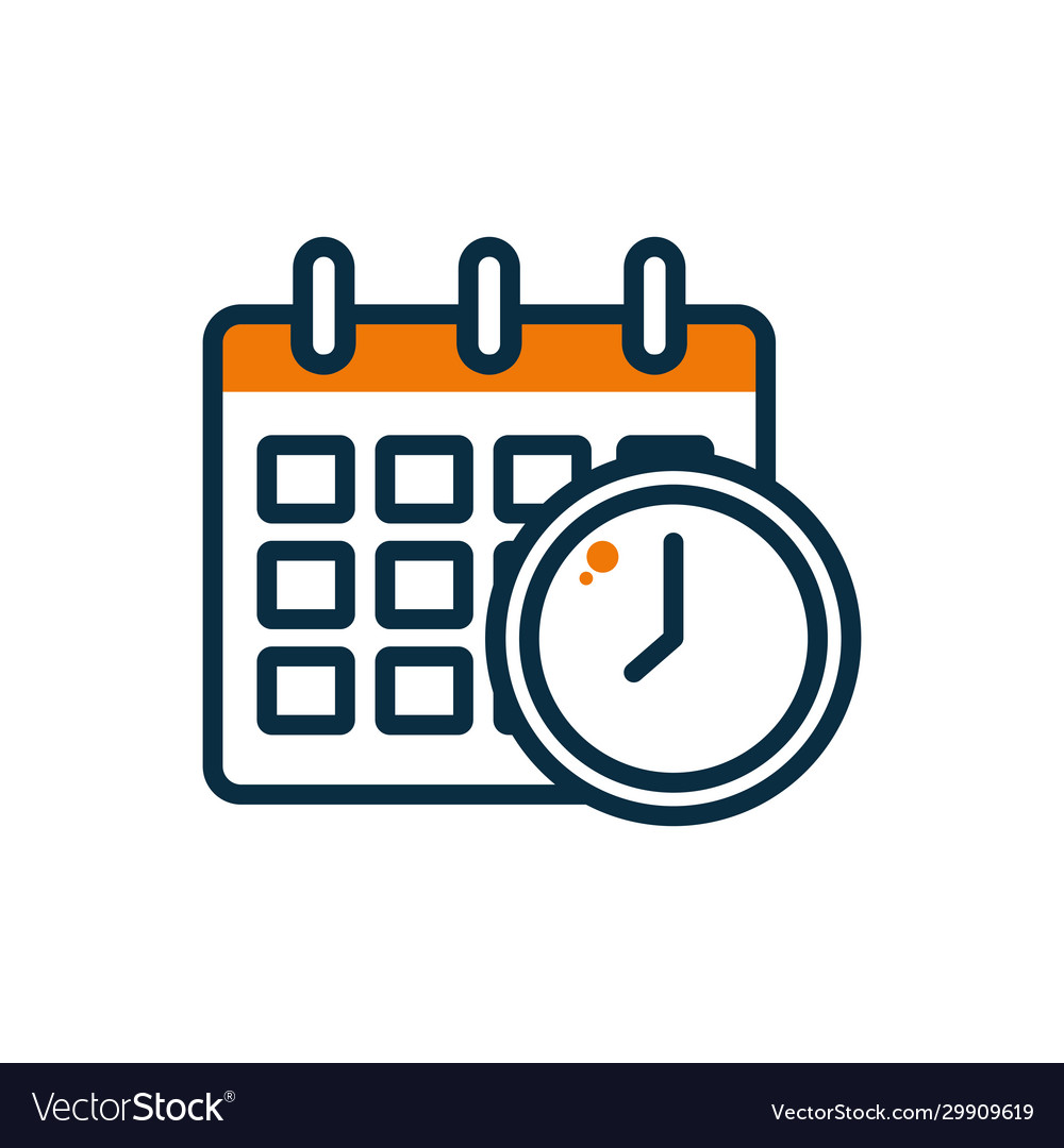 Isolated calendar and clock half line color