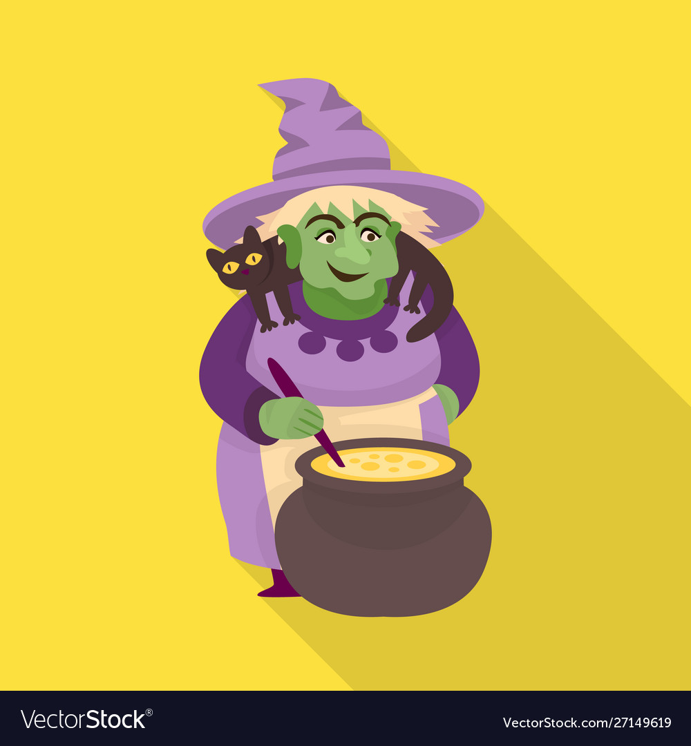 Isolated object witch and pot symbol set