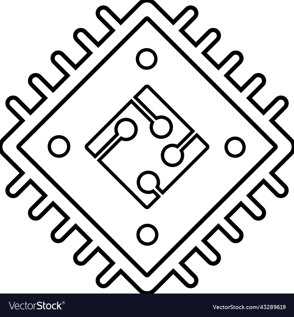 Microchip processor chip outline icon line art