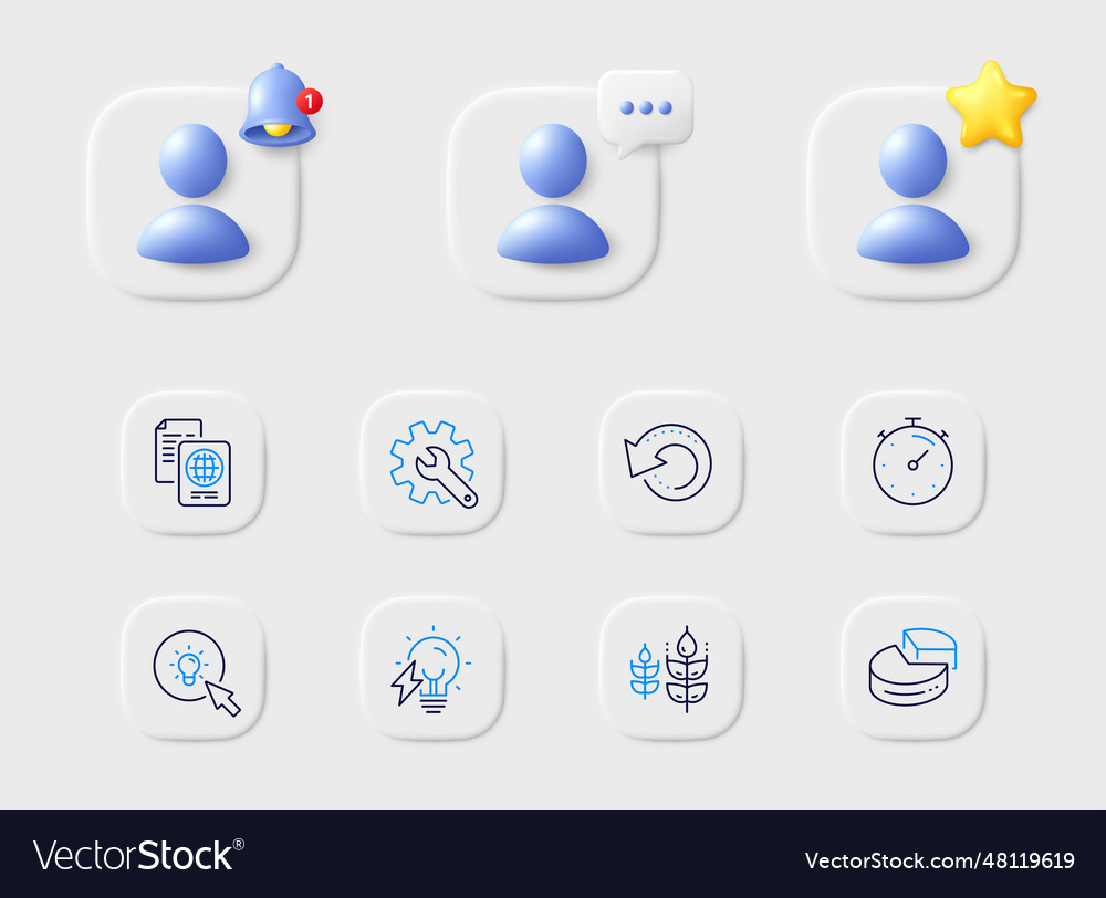 Passport document timer and customisation line vector image Passport document timer and customisation line