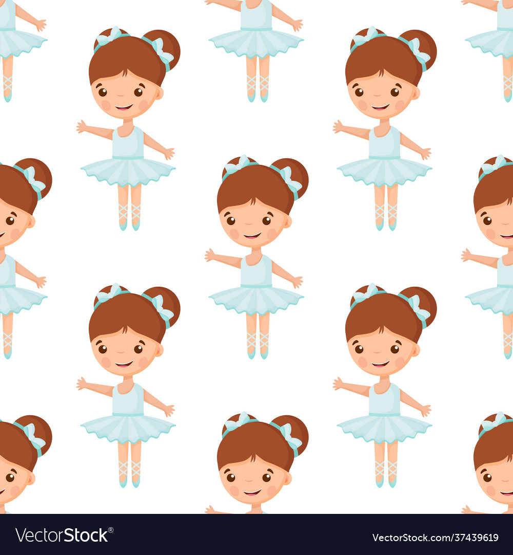 Pattern with beautiful little ballerinas girl