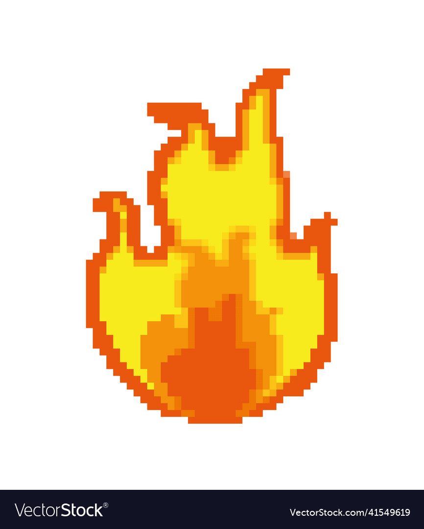 Pixelated fire flame Royalty Free Vector Image