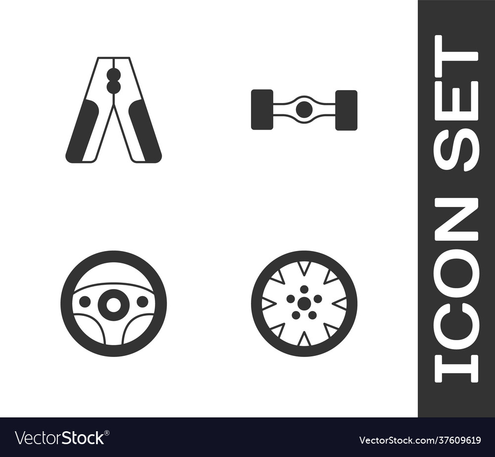 Set alloy wheel car battery jumper power cable Vector Image