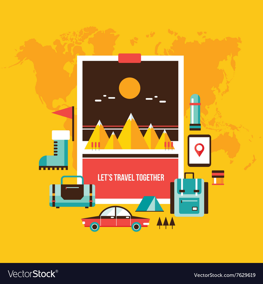 Tourism and travel set of modern flat design