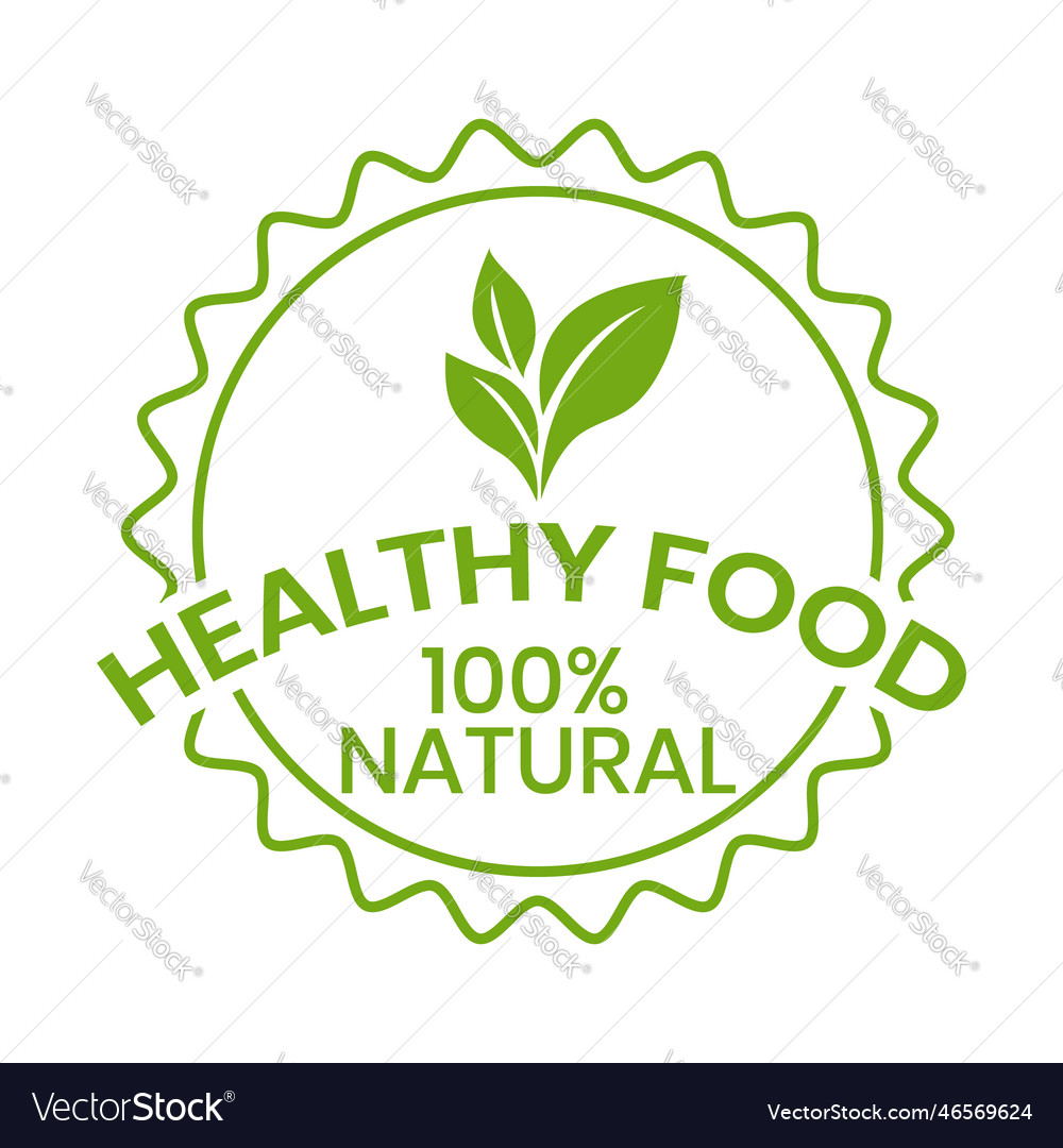 100 percent natural product badge healthy food